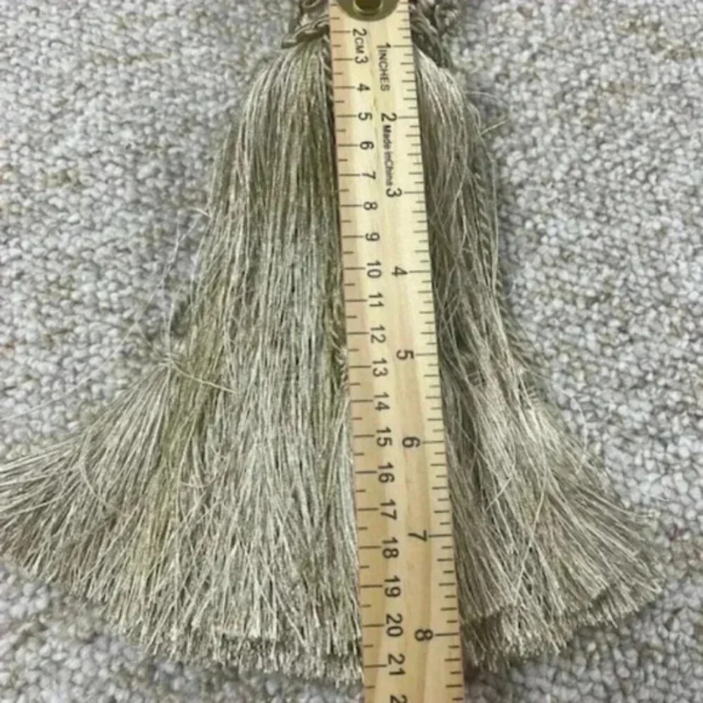 VTG FRENCH TASSEL BEIGE CURTAIN,‎ DRAPERY LUXURY TIEBACK, SHABBY CHIC DEC…